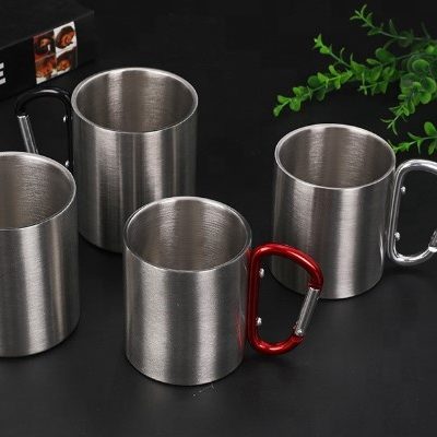 Stainless steel silver camping mug (2)